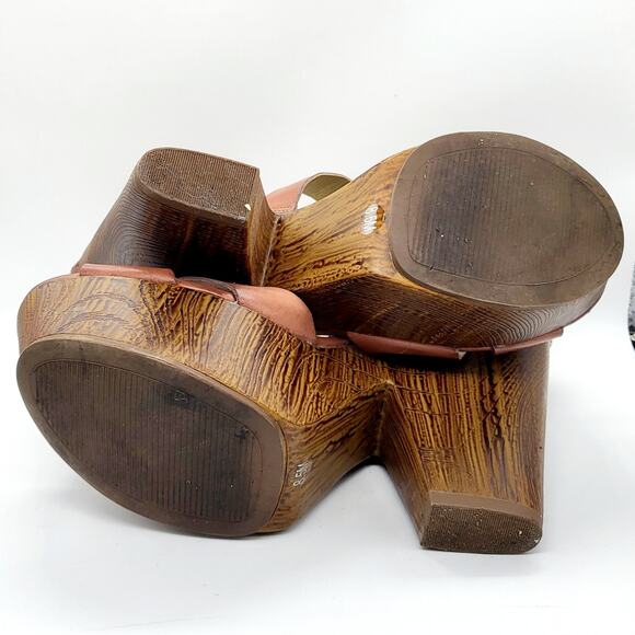 G by GUESS Sylbie Light Brown Strappy Peep Toe Wedge Platform Sandals Size 8.5M - Picture 7 of 13